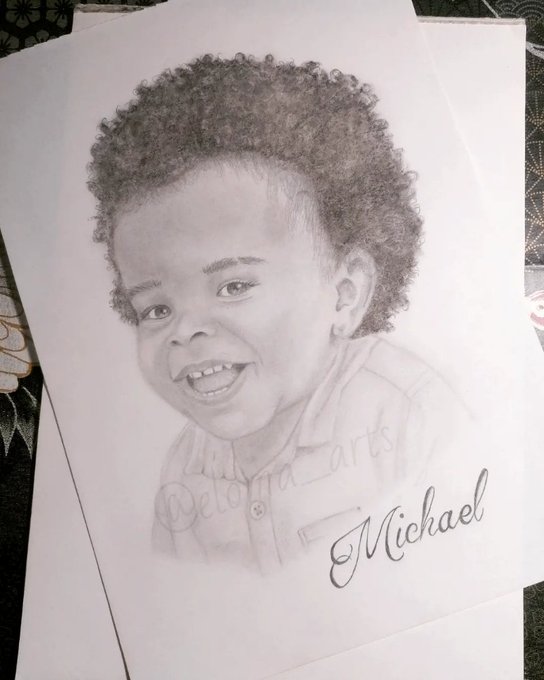 Graphite Portrait of a toddler named Michael