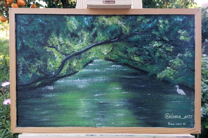 Painting on Corkboard. Landscape from the Sicao Green Tunnel