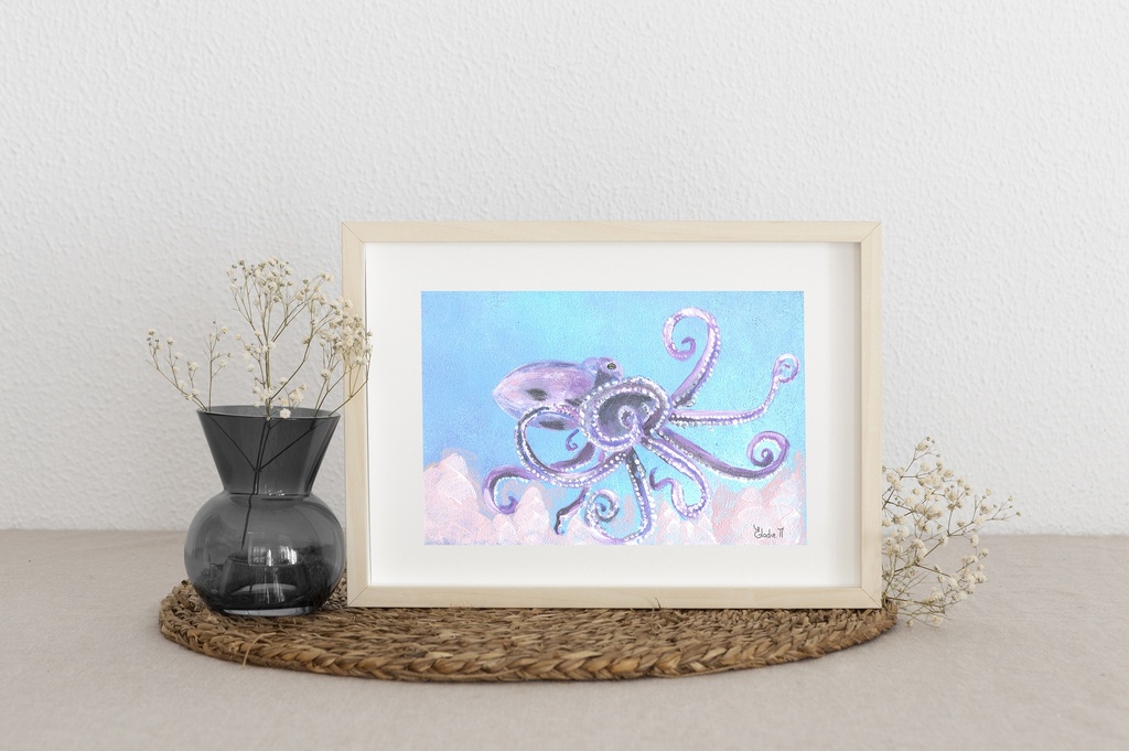 Pastel Octopus (Acrylic on Paper Painting)
