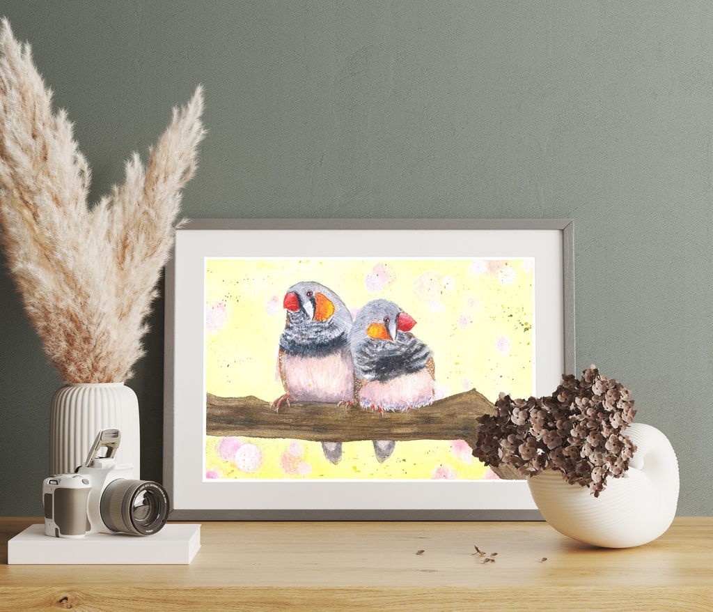 Zebra Finches (Watercolor Painting)