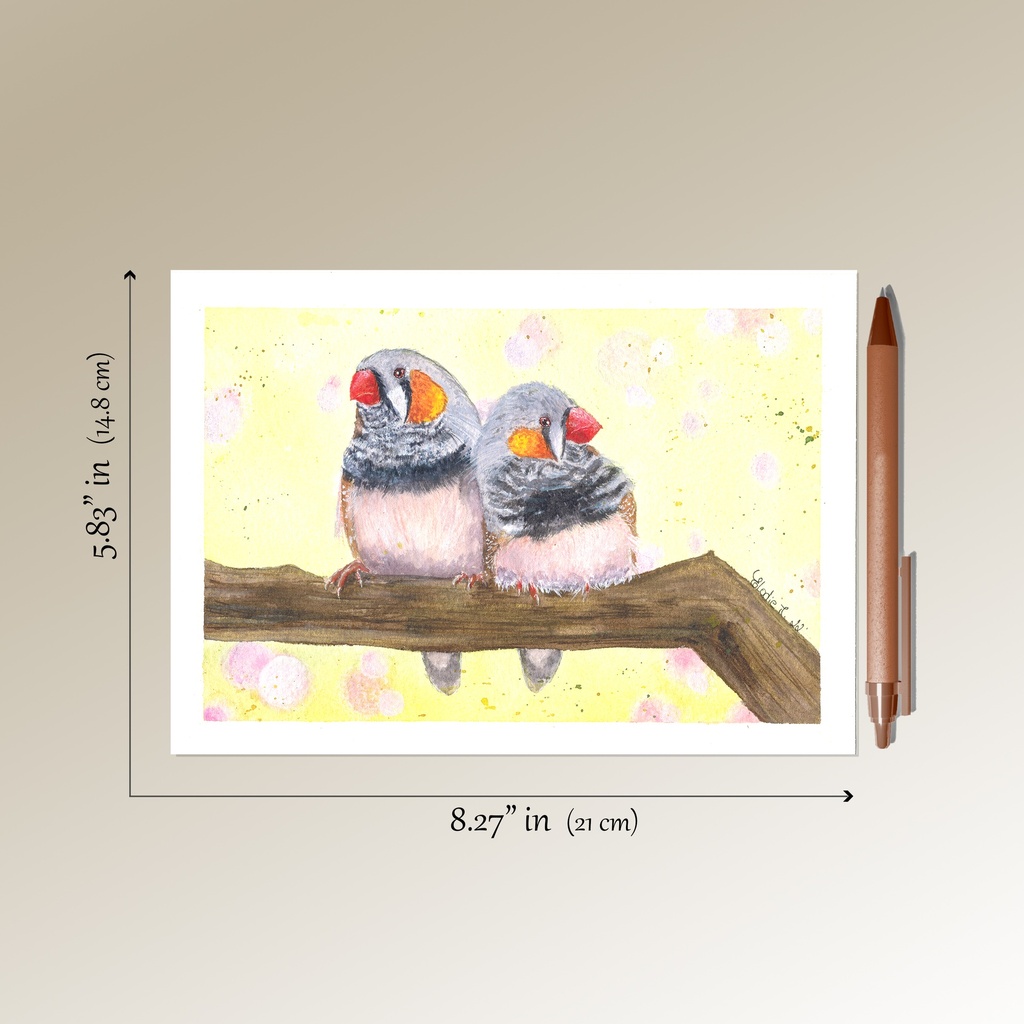 Zebra Finches (Watercolor Painting)