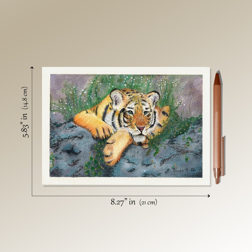 Siberian Tiger Cub (Watercolor painting)