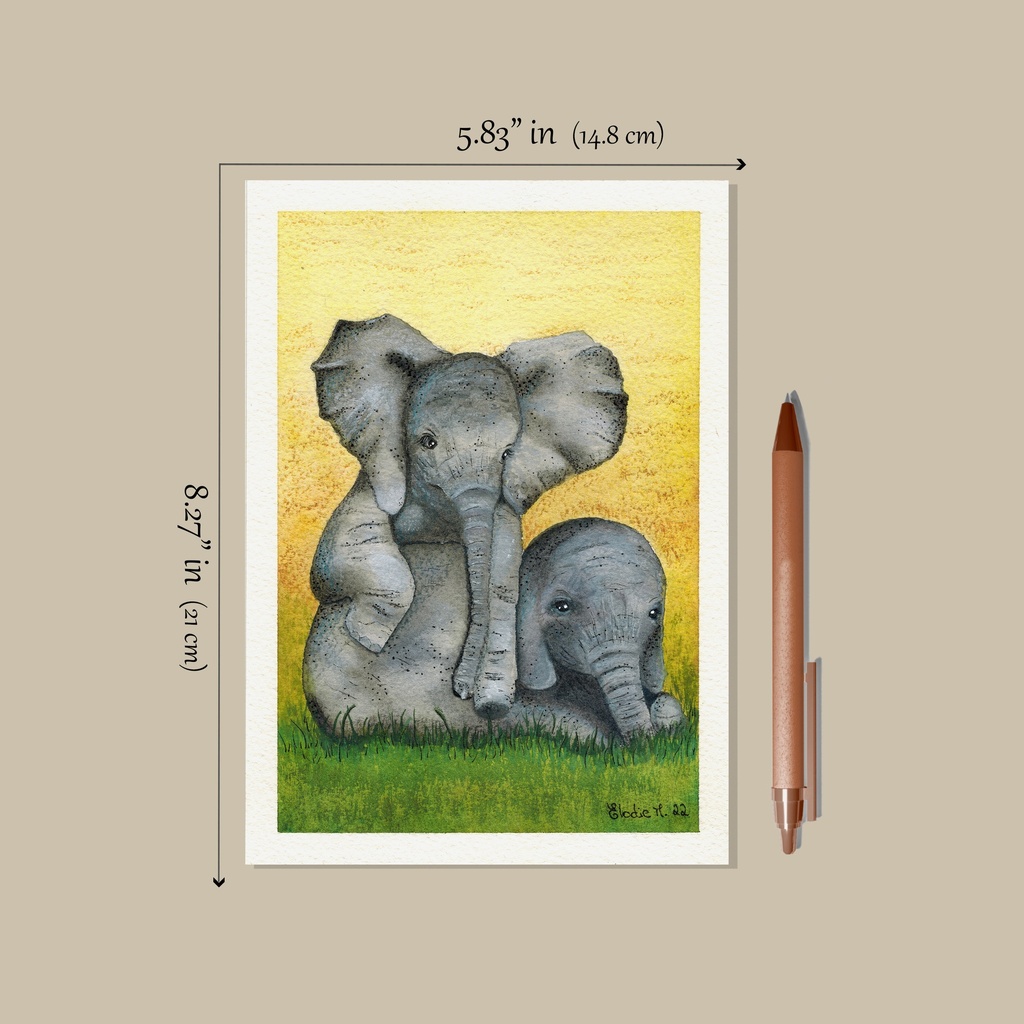 Baby African Elephant (Watercolor painting)