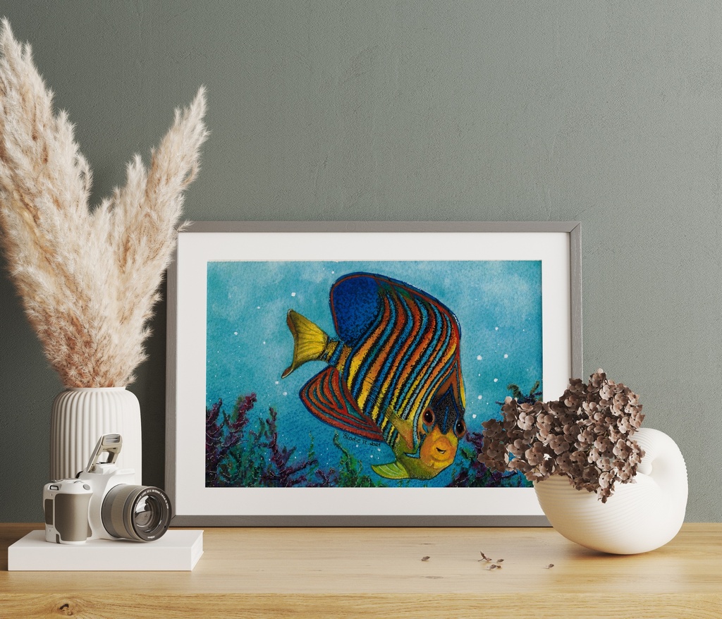Royal Angelfish, Watercolor Painting, Eloma Arts