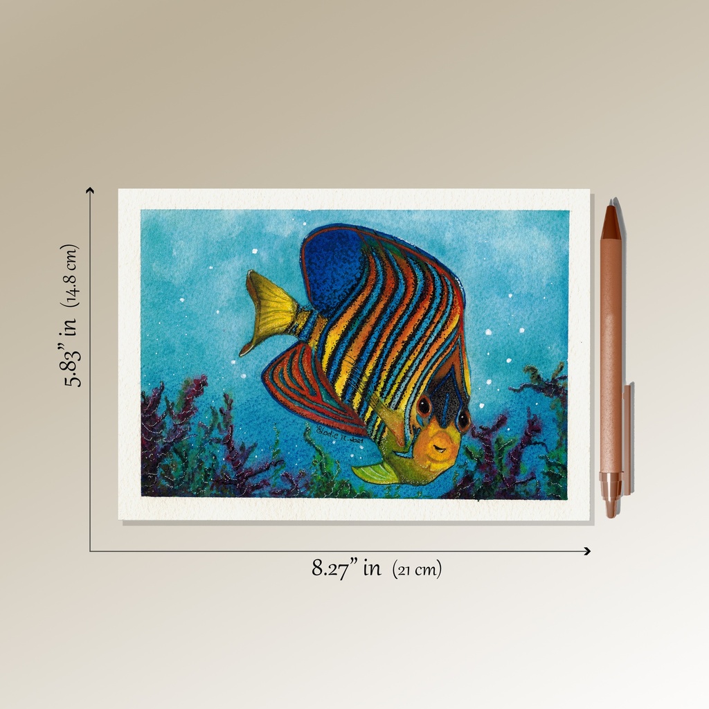 Royal Angelfish, Watercolor Painting, Eloma Arts