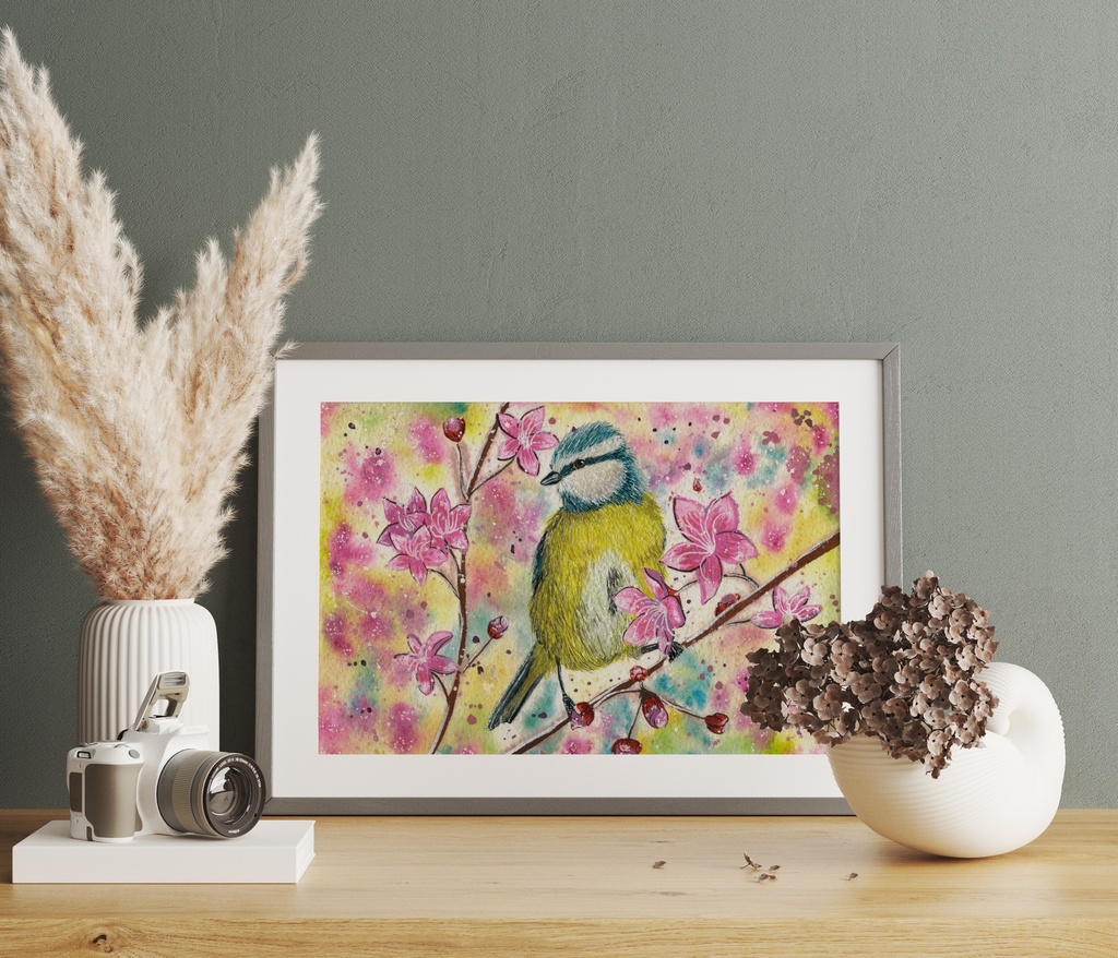 Eurasian Blue Tit (Watercolor Painting)