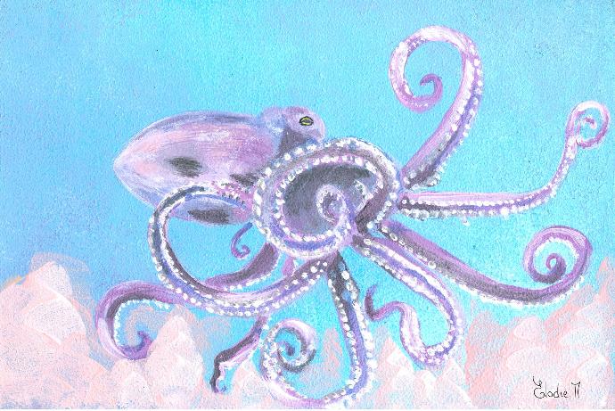 Pastel Octopus (Acrylic on Paper Painting)