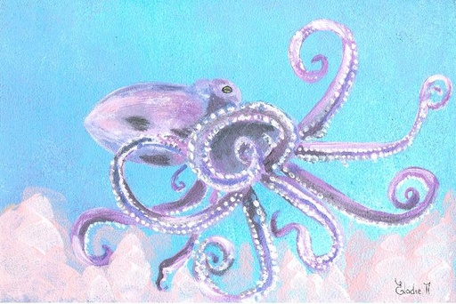 Pastel Octopus (Acrylic on Paper Painting)